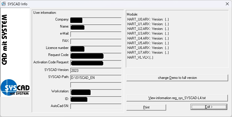 syscadinfo